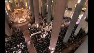 Montserrat choir sings quotVirolaiquot hymn in farewell to the Pope in the Sagrada Familia [upl. by Anetsirhc]