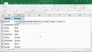 Randomly Assign Names to Groups  Excel Formula [upl. by Meldoh]