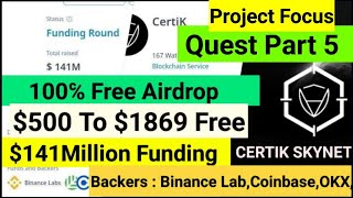 certik skynet quest  CertiK skynet Quest Answer  Backed By Binance Lab  certik airdrop full guide [upl. by Seuguh]