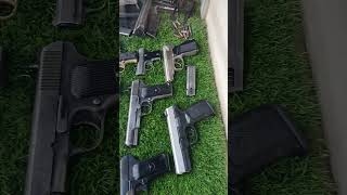 Different hand guns show casing pistol line up [upl. by Meares]