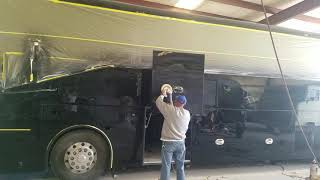 Prevost bus painting RV paint department [upl. by Ynettirb305]