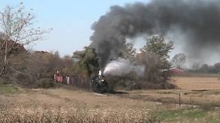 Steam through Wisconsin SOO Line 1003 leads a photo frieght 20071020 [upl. by Bunnie]