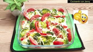 La mejor receta de Brocoli gratinado con tomate y queso  Super fácil y saludable [upl. by Nadroj]