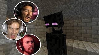 Gamers Reaction to First Seeing Enderman Mob in Minecraft  Pewdiepie and more [upl. by Linkoski]