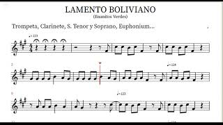 Lamento Boliviano  Enanitos Verdes  PlayBackPartitura para TrompetaClarinete STenorSoprano [upl. by Aurelius]