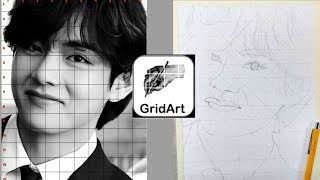 Very Easy method to Draw Sketch  TUTORIAL Grid Method bts KIMTAEHYUNG1995 shubhamsartisticaura [upl. by Inalawi37]