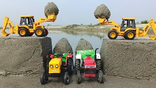 Vst Shakti Tractor And Sonalika DI47 RX Tractor Trolley Loading JCB3DX And JCB4DX Backhoe  Cartoon [upl. by Idnis]