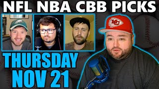 Thursday Picks with Kyle Kirms  NBA CFB CBB 1121 [upl. by Jobye]