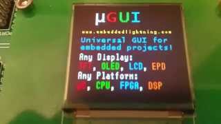 µGUI running on 128x128 PMOLED  dsPIC33 [upl. by Adnilym]