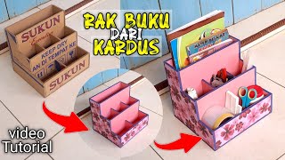 RAK BUKU DARI KARDUS  desk organiser with cardboard [upl. by Aunson]