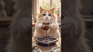 Cute kitten CookingChocolatecat lovecats cats catvideos catlover kitten قطة animals kawaii [upl. by Noam]