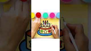 Sand Painting Drawing and Coloring Birthday Cake [upl. by Acker672]