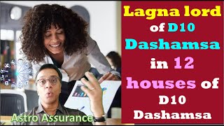 Lagna lord of D10 Dashamsa Chart in 12 Different houses of D10 Dashamsa [upl. by Maisey]