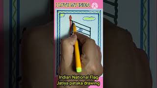 National Flag DrawingTriranga pataka drawingTricolour drawingIndian National FlagJatiya art [upl. by Tay19]