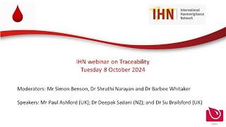 IHN webinar on Traceability [upl. by Faires208]