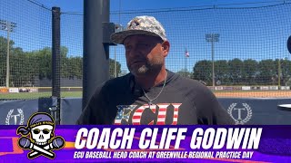 ECU Baseball Coach Cliff Godwin at NCAA College World Series Greenville Regional Practice Day [upl. by Ruthven]