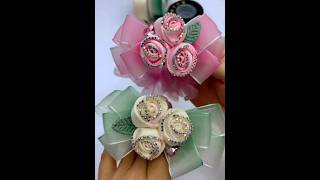 Flower bow making  flower bow for hair pin [upl. by Artimed]