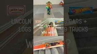 Lincoln Logs vs 8Cars 9Trucks Who wins monstertruck hotwheelstrack hotwheels lincolnlogs [upl. by Kahaleel]