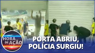 Comerciante fecha portas e bandidos ficam presos durante roubo [upl. by Lednem]