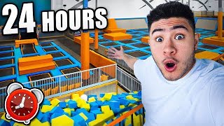 24 HOUR OVERNIGHT CHALLENGE in TRAMPOLINE PARK [upl. by Hayikaz]