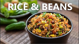 Mexican Inspired Rice and Beans Recipe 🪅 Healthy One Pot Black Bean Vegan Food Super Easy [upl. by Anyaj]