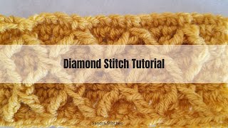 Diamond Stitch Crochet Tutorial [upl. by Corell767]