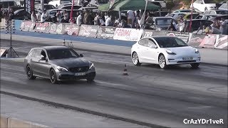 Tesla Model 3 Drag Racing Fátima 17082019 [upl. by Atnima701]