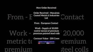 Manaksia coated metals  latest Stock Market News  New OrderOrder book  Manaksia Metals Stock [upl. by Armat]