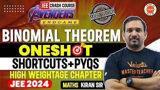 Binomial Theorem  One Shot  Shortcuts  PYQs  JEE 2024  JEE Math  Kiran Sir  Class 11 amp 12 [upl. by Snej118]