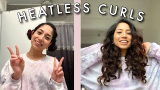 OVERNIGHT HEATLESS CURLS WITH A ROBE BELT I super easy and quick [upl. by Alehs]