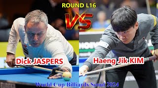 Dick JASPERS vs Haeng Jik KIM  L16  World Cup Billiards 3 Cushion Seoul 2024 [upl. by Nameerf38]