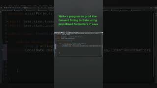 Write a program to print the Convert String to Date using predefined formatters in Java java viral [upl. by Backler50]