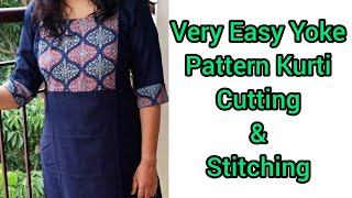 Very Easy Yoke Pattern Kurti Cutting And Stitching Malayalam [upl. by Hawger291]