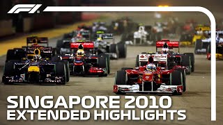 Alonso amp Vettel Battle It Out For Top Spot  Extended Race Highlights  2010 Singapore Grand Prix [upl. by Mavilia]