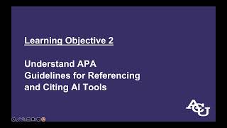 Referencing and Citing AI Tools in APA Style  ACU Online Writing Center [upl. by Ettenav165]