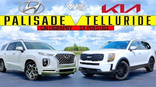 SUPERIOR SIBLINGS  2022 Kia Telluride vs 2022 Hyundai Palisade Comparison [upl. by Anilev]