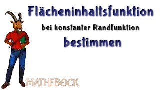 Flächeninhaltsfunktion bei konstanter Randfunktion  Integralrechnung  Konstantenregel [upl. by Nallaf]