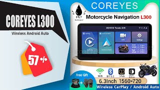 COREYES L300 Motorcycle Screen Carplay Moto Navigation Waterproof Screen Portable Motorcycle Monitor [upl. by Killian]