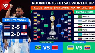 🔴 FIFA Futsal World Cup 2024 Round of 16 Results  Bracket  Topscorers as of 27 Sep 2024 [upl. by Kammerer]