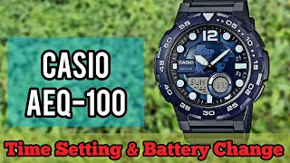 Casio AEQ100 Watch Time Setting and Battery Replacement Tutorial  SolimBD  Watch Repair Channel [upl. by Gnaoh]