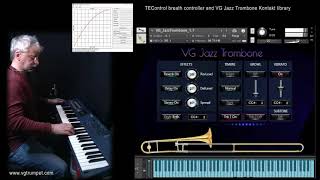 TEControl breath controller and VG Jazz Trombone Kontakt sample library brass orchestral woodwind [upl. by Leinnad]