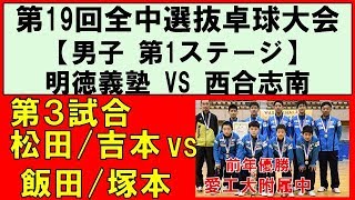 【卓球】明徳義塾中ＶＳ西合志南 全国中学選抜卓球大会 2018 第1ステージ第３試合 松田吉本明徳義塾中ＶＳ飯田塚本西合志南 [upl. by Alrad725]