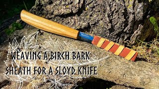 Weaving a Birch Bark Sheath for a Sloyd Knife and Decorating with Milk Paint [upl. by Svirad881]