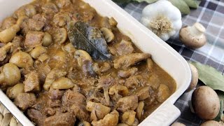 Carne guisada con champiñones  receta de mi abuela [upl. by Atekihs]