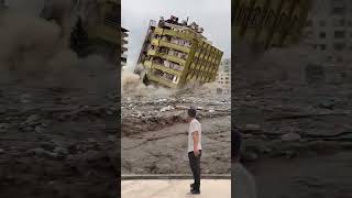 extraordinary 😱 tall buildings collapsed in the flood shorts amazing [upl. by Wieren]