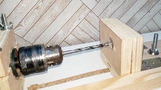 Homemade lathe machine  How to make a lathe machine from a drill [upl. by Nilre763]