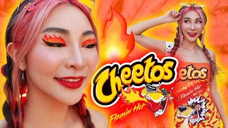 GRWM to go to a HALLOWEEN PARTY as Hot Cheetos 🎃🔥 [upl. by Adel]