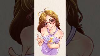 timelapse digital drawing anime girl character illustration by SketchPunch cute doodle funny [upl. by Rafat]