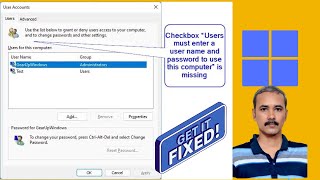 Fix Missing Checkbox “Users must enter a user name and password to use this computer” on Windows 11 [upl. by Herstein]