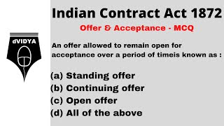 Standing offer Continuing offer  Open Offer under Indian Contract Act [upl. by Stockmon]